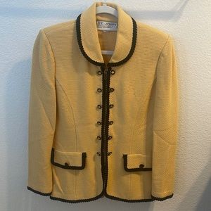 St. John’s Collection pale Yellow with Black Trim Jacket. Size 6